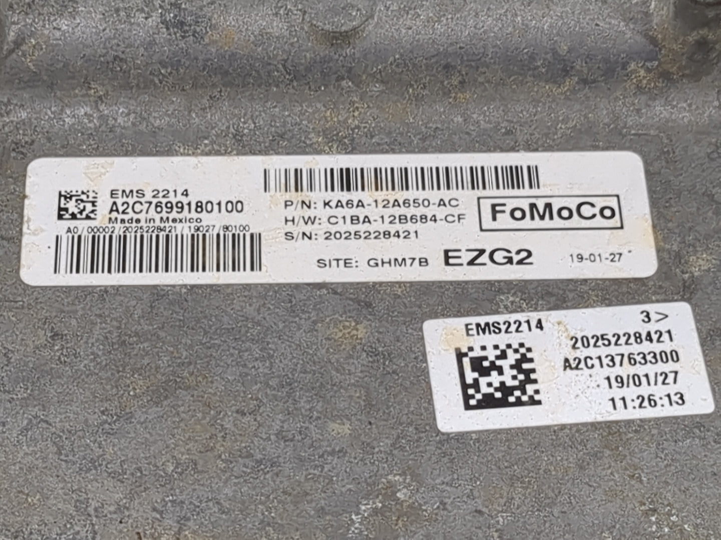 2019 Ford Fiesta PCM Engine Control Computer ECU ECM PCU OEM P/N:KA6A-12A650-AC C1BA-12B684-CF, A2C7699180100, EMS 2214 Fits