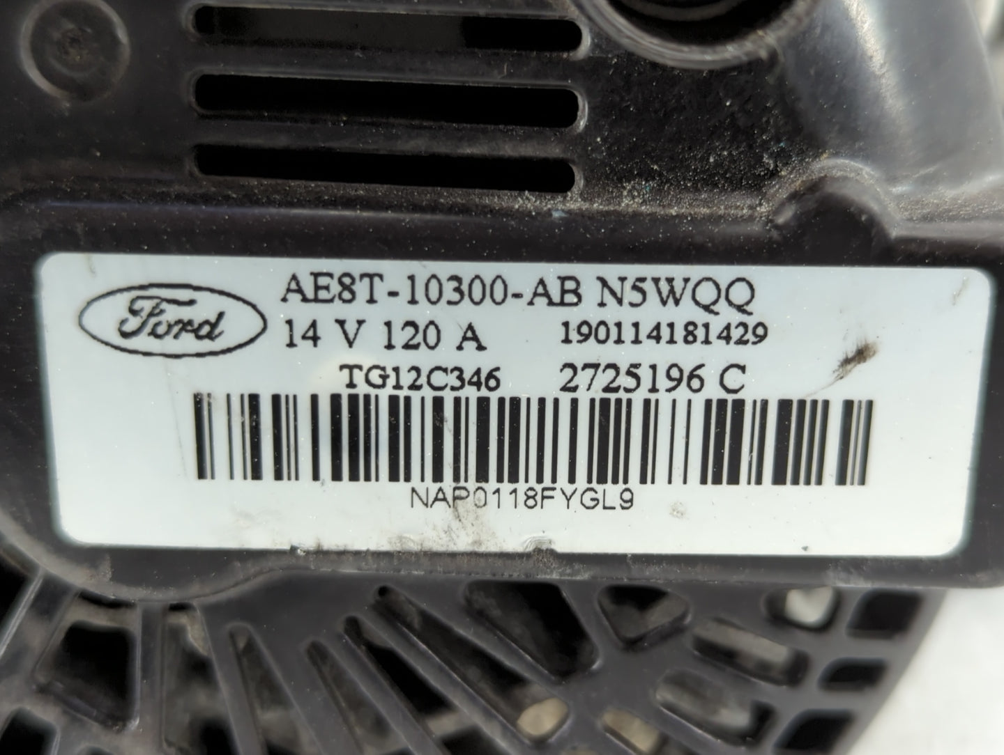2011-2019 Ford Fiesta Alternator Replacement Generator Charging Assembly Engine OEM P/N:AE8T-10300-AB Fits OEM Used Auto Par