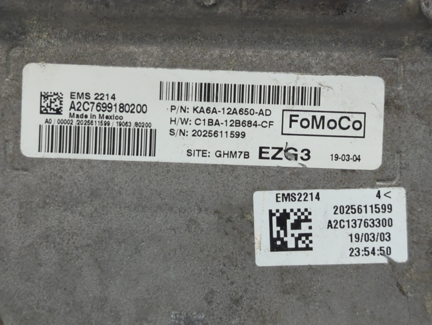 2019 Ford Fiesta PCM Engine Control Computer ECU ECM PCU OEM P/N:D2BA-12B684-BC KA6A-12A650-EC Fits OEM Used Auto Parts - Oe
