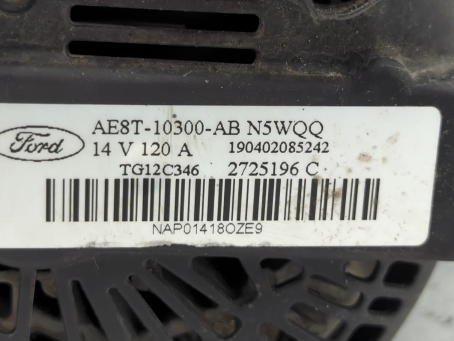 2011-2019 Ford Fiesta Alternator Replacement Generator Charging Assembly Engine OEM P/N:2725196 C AE8T-10300-AB Fits OEM Use