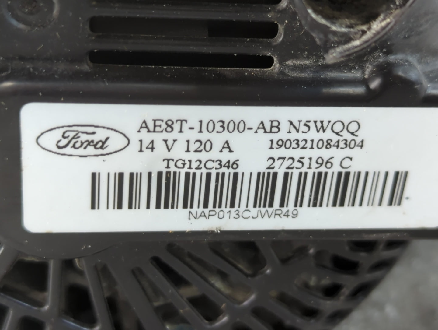 2011-2019 Ford Fiesta Alternator Replacement Generator Charging Assembly Engine OEM P/N:AE8T-10300-AB Fits OEM Used Auto Par