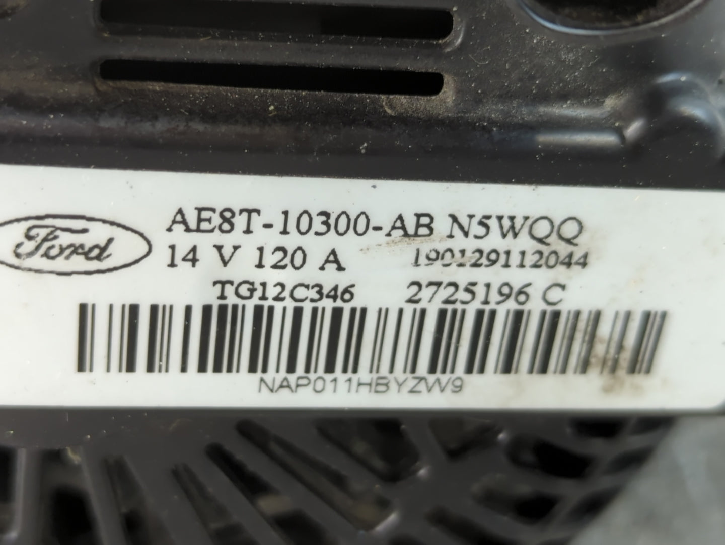 2011-2019 Ford Fiesta Alternator Replacement Generator Charging Assembly Engine OEM P/N:AE8T-10300-AB Fits OEM Used Auto Par