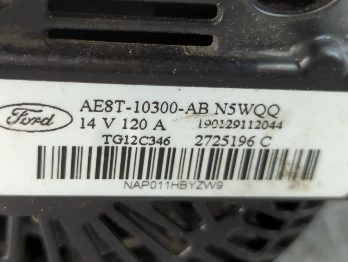 2011-2019 Ford Fiesta Alternator Replacement Generator Charging Assembly Engine OEM P/N:AE8T-10300-AB Fits OEM Used Auto Par