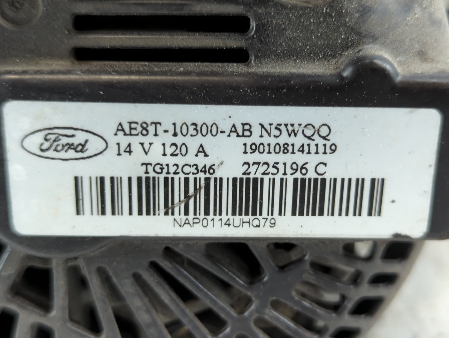 2011-2019 Ford Fiesta Alternator Replacement Generator Charging Assembly Engine OEM P/N:AE8T-10300-AB Fits OEM Used Auto Par