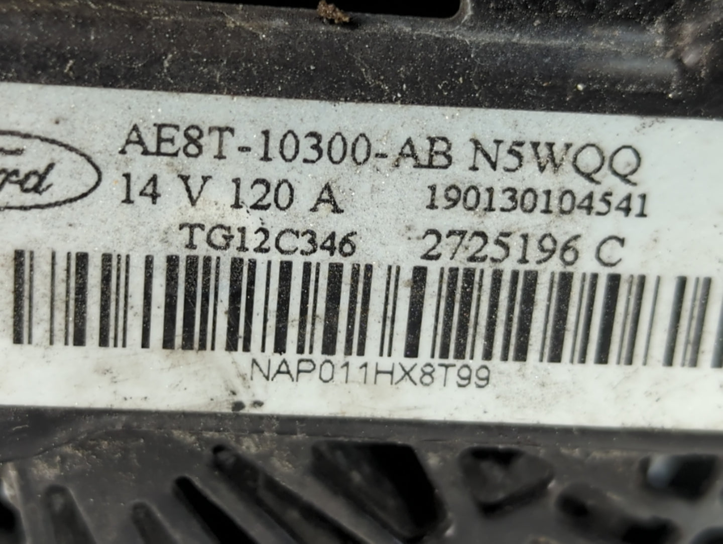 2011-2019 Ford Fiesta Alternator Replacement Generator Charging Assembly Engine OEM P/N:AE8T-10300-AB Fits OEM Used Auto Par