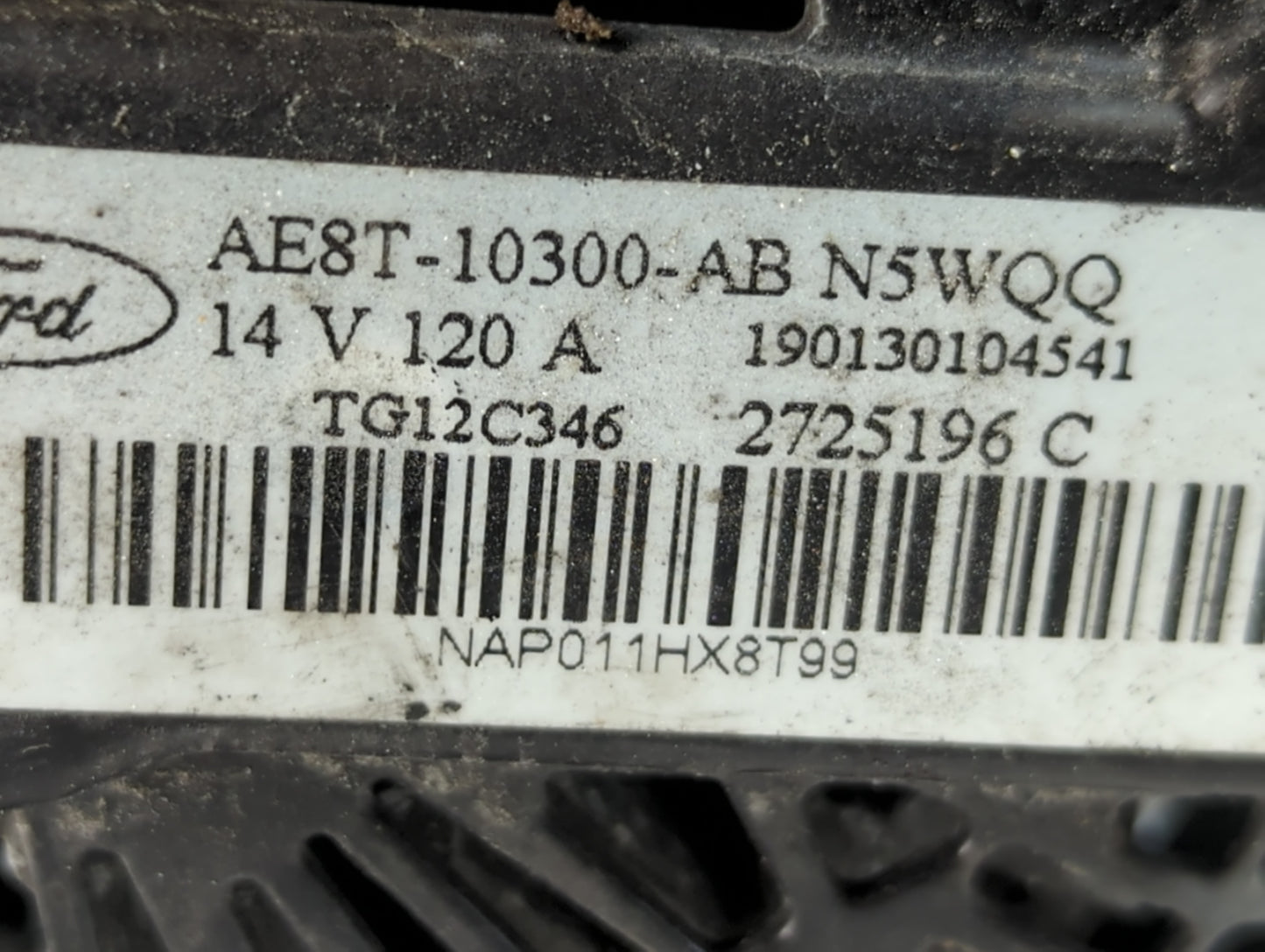 2011-2019 Ford Fiesta Alternator Replacement Generator Charging Assembly Engine OEM P/N:AE8T-10300-AB Fits OEM Used Auto Par