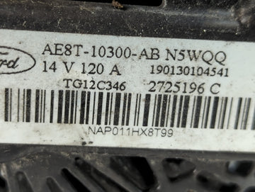 2011-2019 Ford Fiesta Alternator Replacement Generator Charging Assembly Engine OEM P/N:AE8T-10300-AB Fits OEM Used Auto Parts