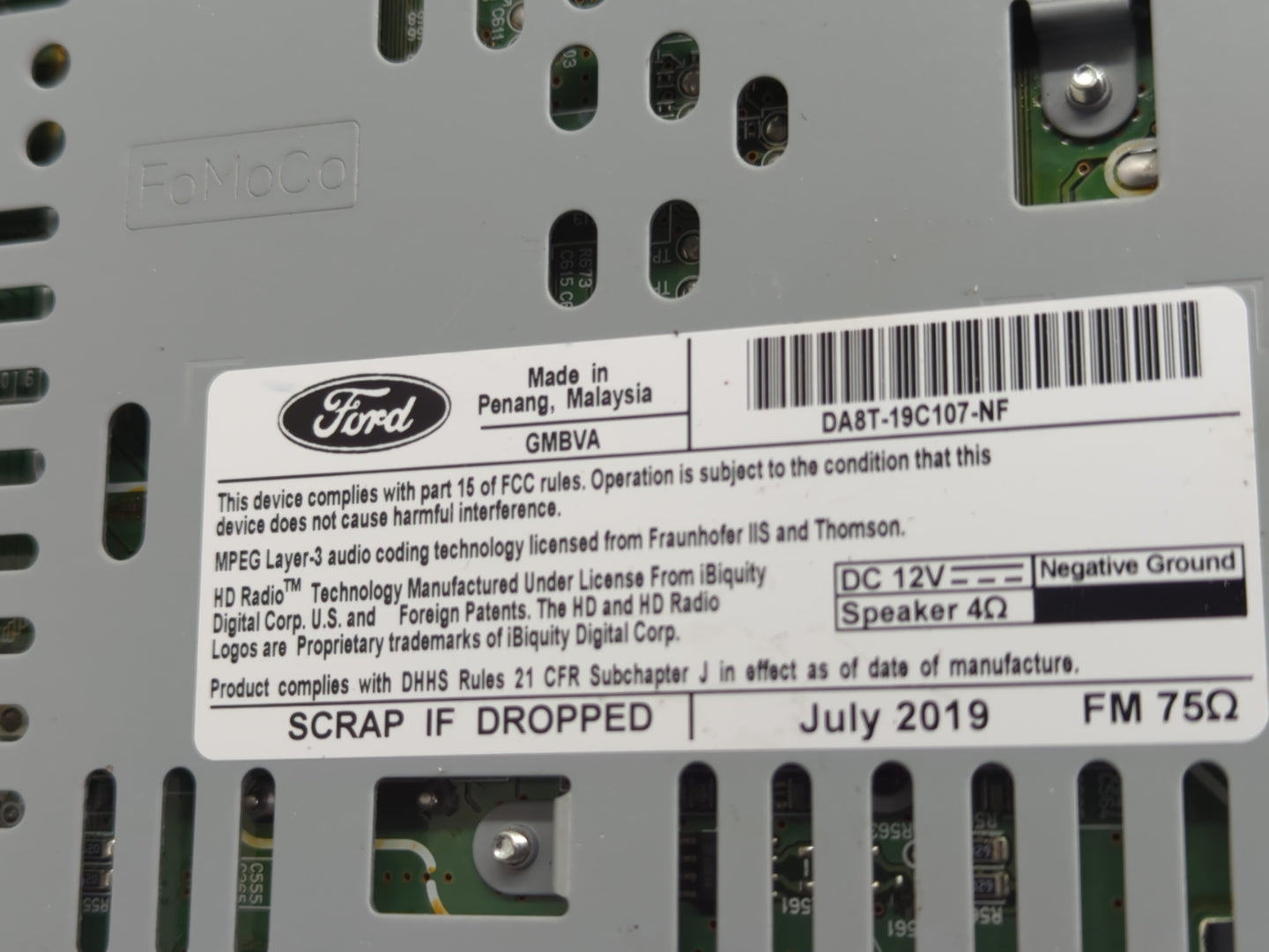 2014-2019 Ford Flex Radio AM FM Cd Player Receiver Replacement P/N:DA8T-19C107-NF Fits Fits 2014 2015 2016 2017 2018 2019 OE