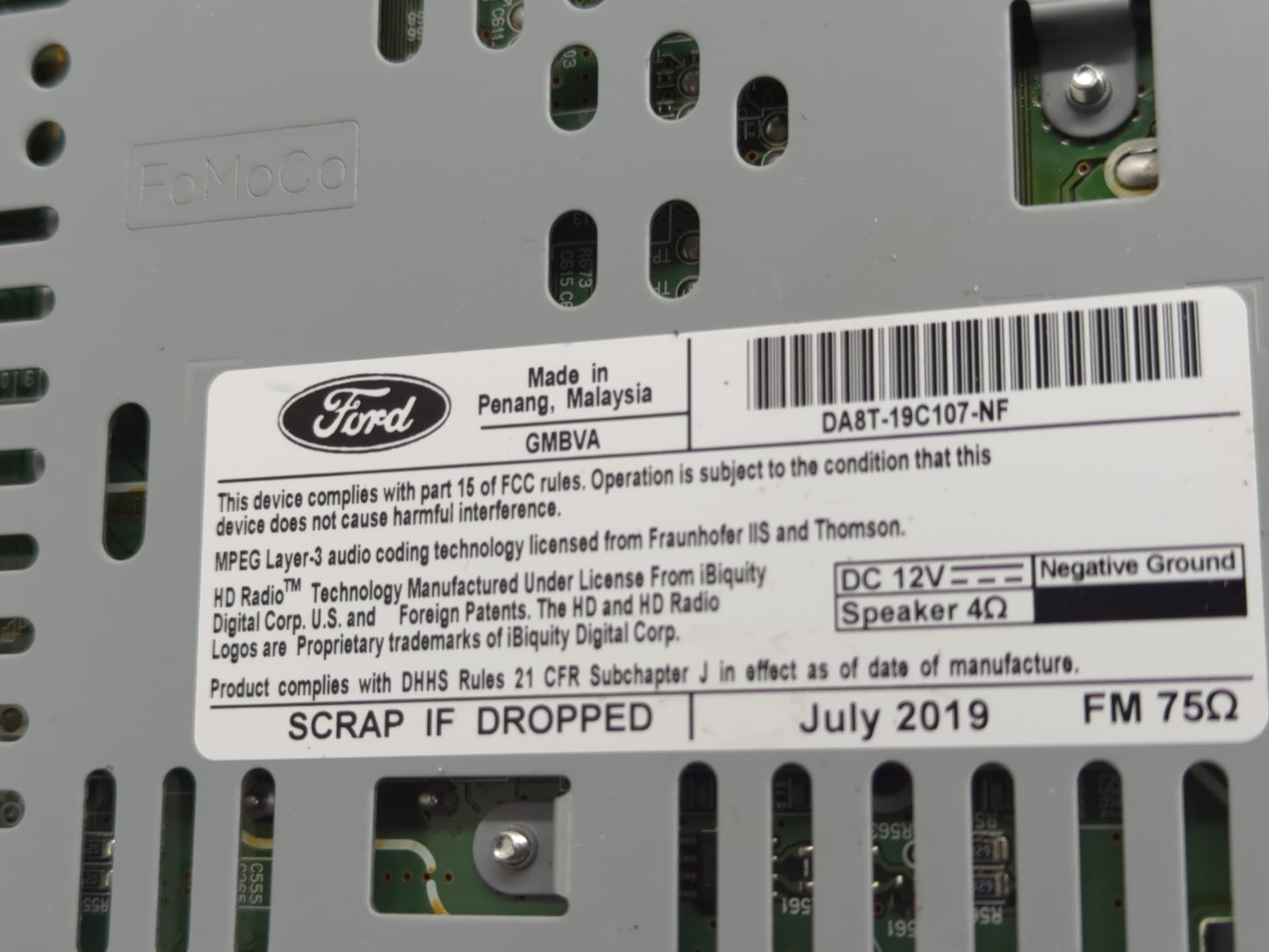 2014-2019 Ford Flex Radio AM FM Cd Player Receiver Replacement P/N:DA8T-19C107-NF Fits Fits 2014 2015 2016 2017 2018 2019 OE