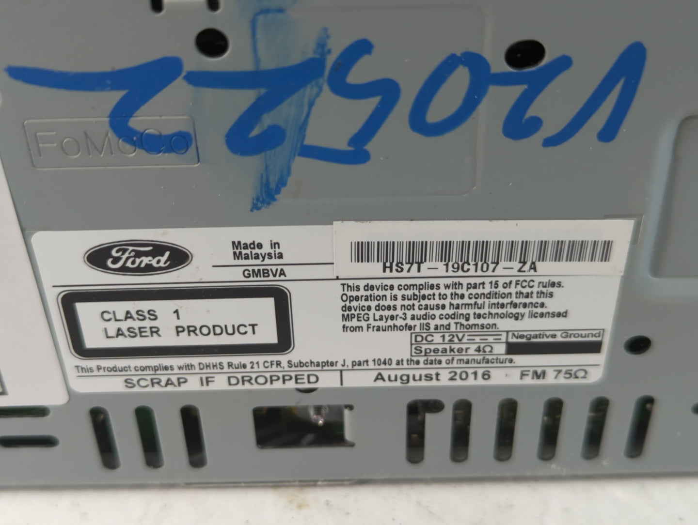 2017-2020 Ford Fusion Radio AM FM Cd Player Receiver Replacement P/N:HS7T-19C107-ZA Fits Fits 2017 2018 2019 2020 OEM Used A