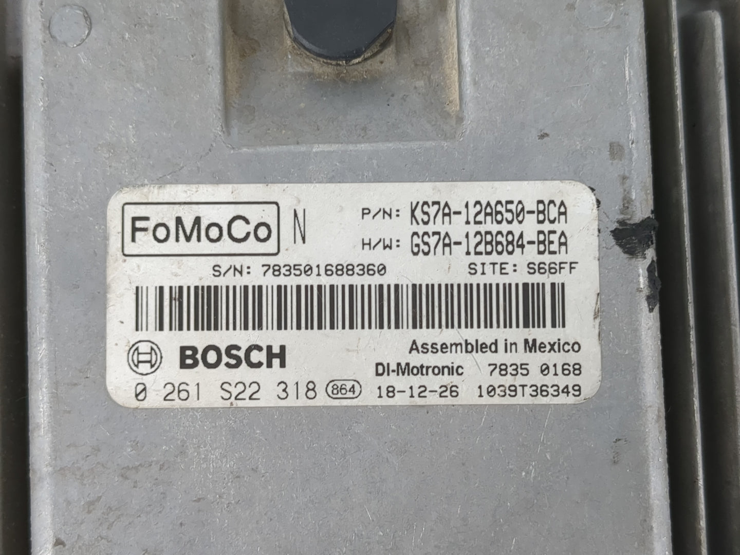 2017-2019 Ford Fusion PCM Engine Control Computer ECU ECM PCU OEM P/N:KS7A-12A650-BCA HS7A-12A650-ABB Fits Fits 2017 2018 20