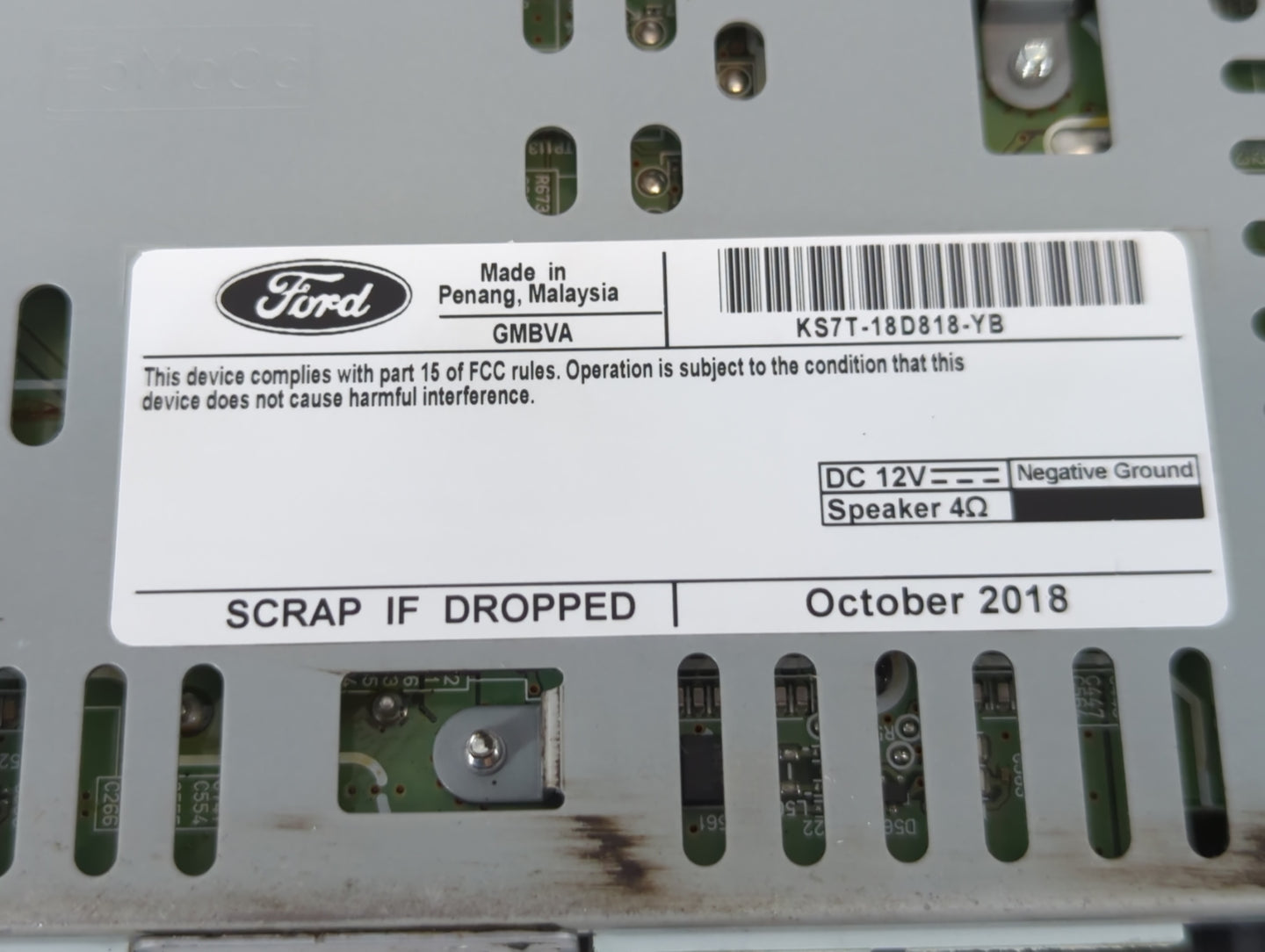 2019-2020 Ford Fusion Radio AM FM Cd Player Receiver Replacement P/N:KS7T-18D818-YB Fits Fits 2019 2020 OEM Used Auto Parts 