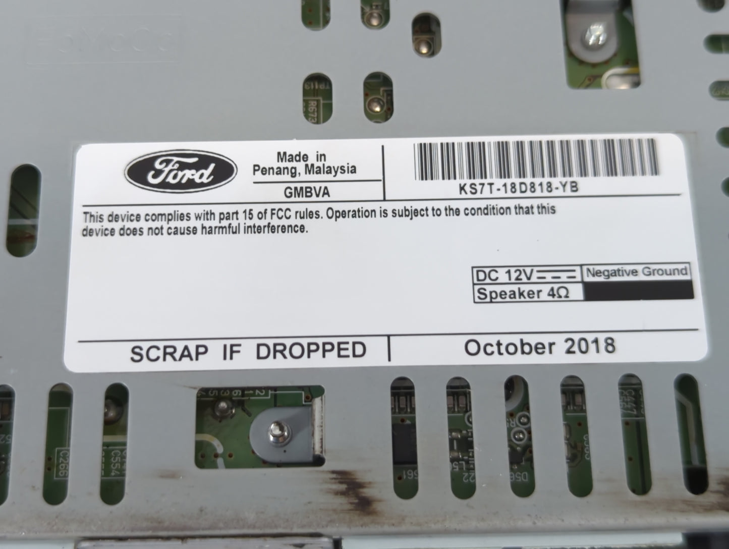 2019-2020 Ford Fusion Radio AM FM Cd Player Receiver Replacement P/N:KS7T-18D818-YB Fits Fits 2019 2020 OEM Used Auto Parts 
