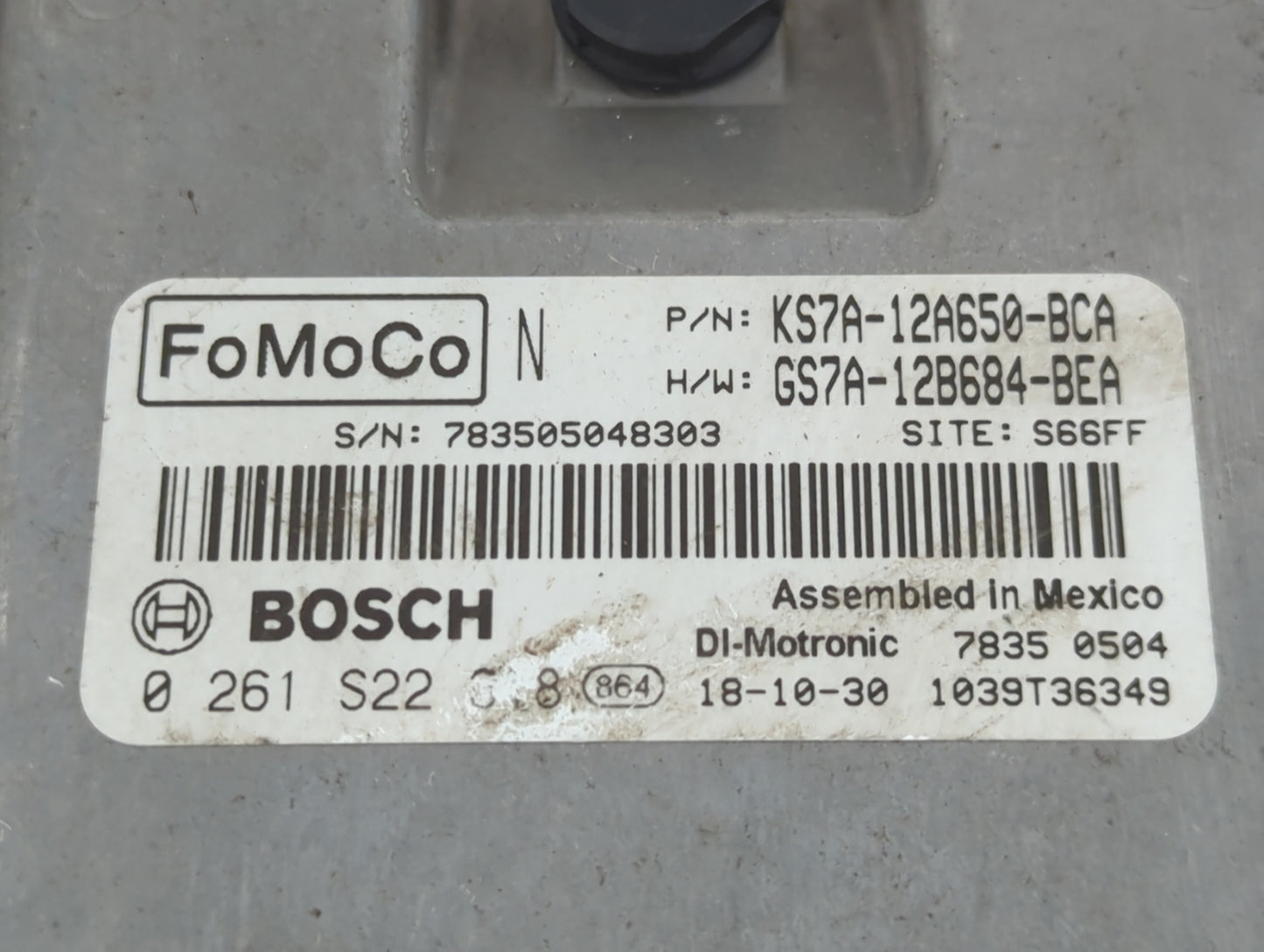 2017-2019 Ford Fusion PCM Engine Control Computer ECU ECM PCU OEM P/N:KS7A-12A650-BCA Fits Fits 2017 2018 2019 OEM Used Auto
