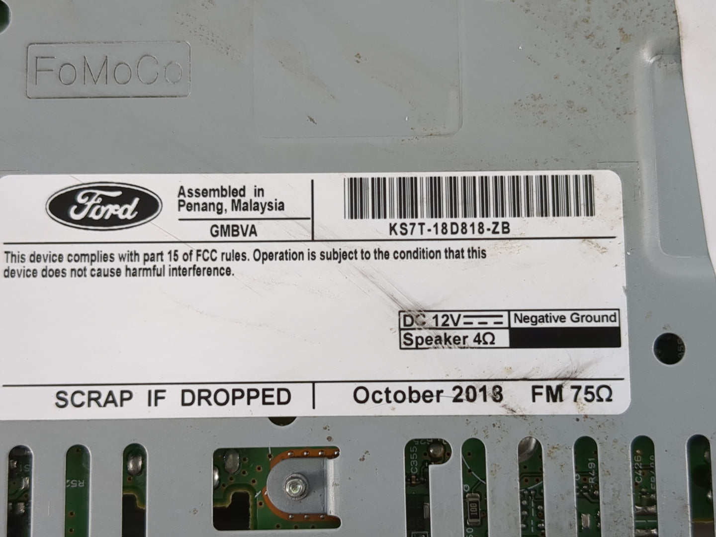 2019 Ford Fusion Radio AM FM Cd Player Receiver Replacement P/N:KS7T-18D818-ZB Fits OEM Used Auto Parts - Oemusedautoparts1.