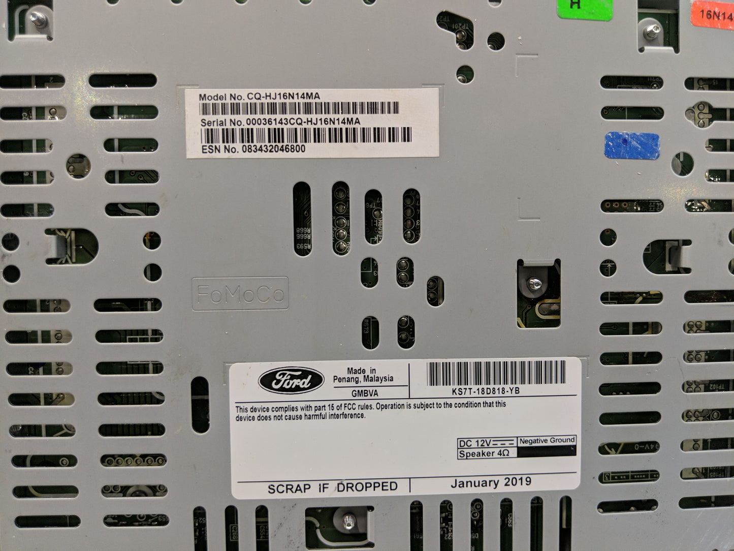 2019 Ford Fusion Radio AM FM Cd Player Receiver Replacement P/N:KS7T-18D818-YB Fits OEM Used Auto Parts - Oemusedautoparts1.