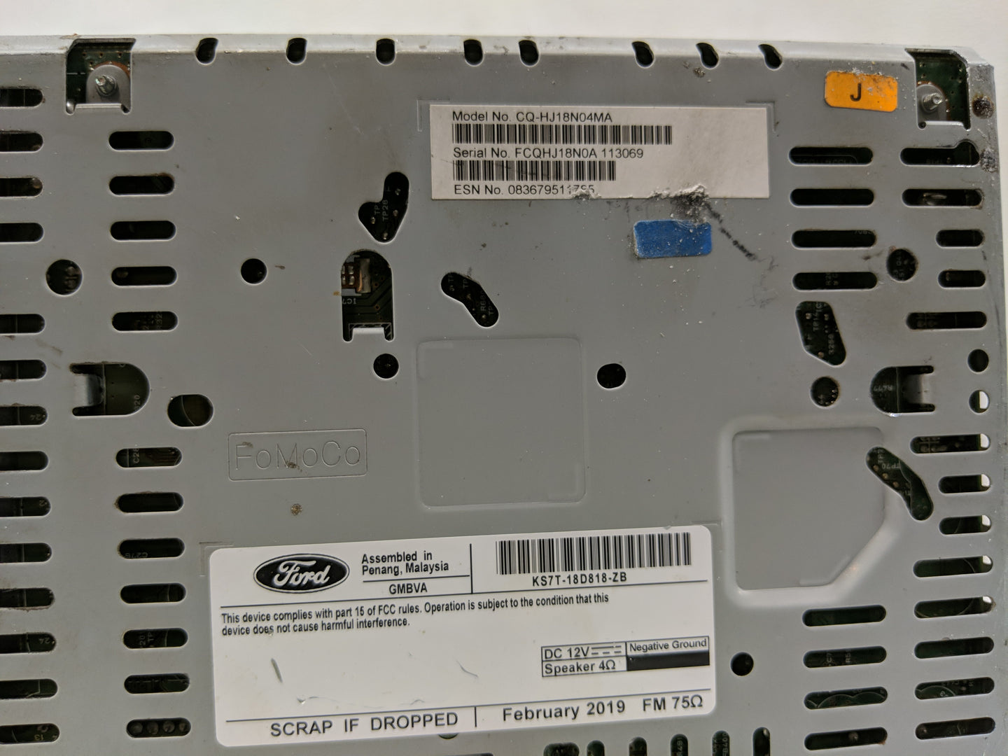 2016-2020 Ford Fusion Radio AM FM Cd Player Receiver Replacement P/N:KS7T-18D818-ZB Fits Fits 2016 2017 2018 2019 2020 OEM U