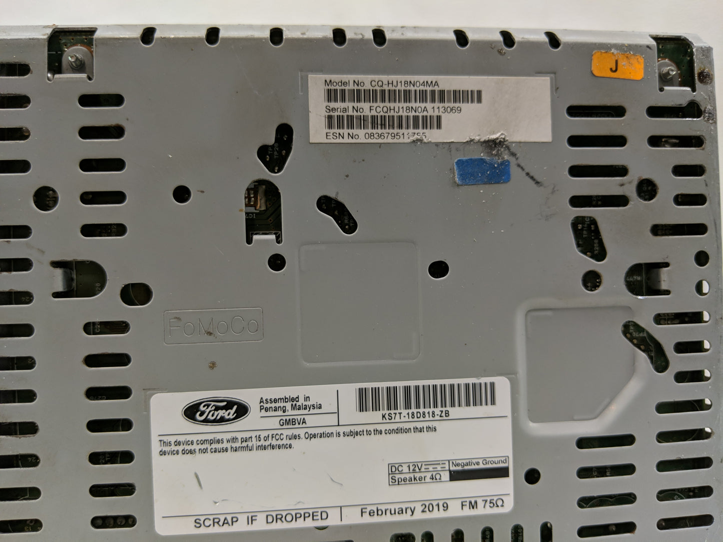 2016-2020 Ford Fusion Radio AM FM Cd Player Receiver Replacement P/N:KS7T-18D818-ZB Fits Fits 2016 2017 2018 2019 2020 OEM U