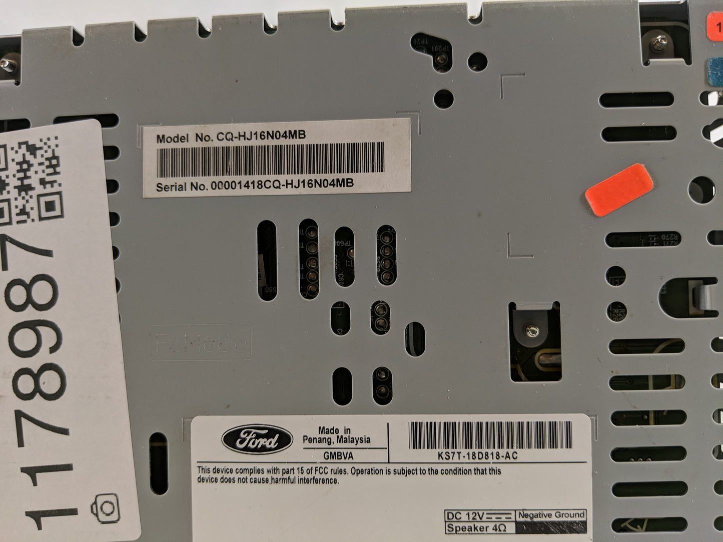 2019 Ford Fusion Radio AM FM Cd Player Receiver Replacement P/N:KS7T-18D818-AC Fits OEM Used Auto Parts - Oemusedautoparts1.