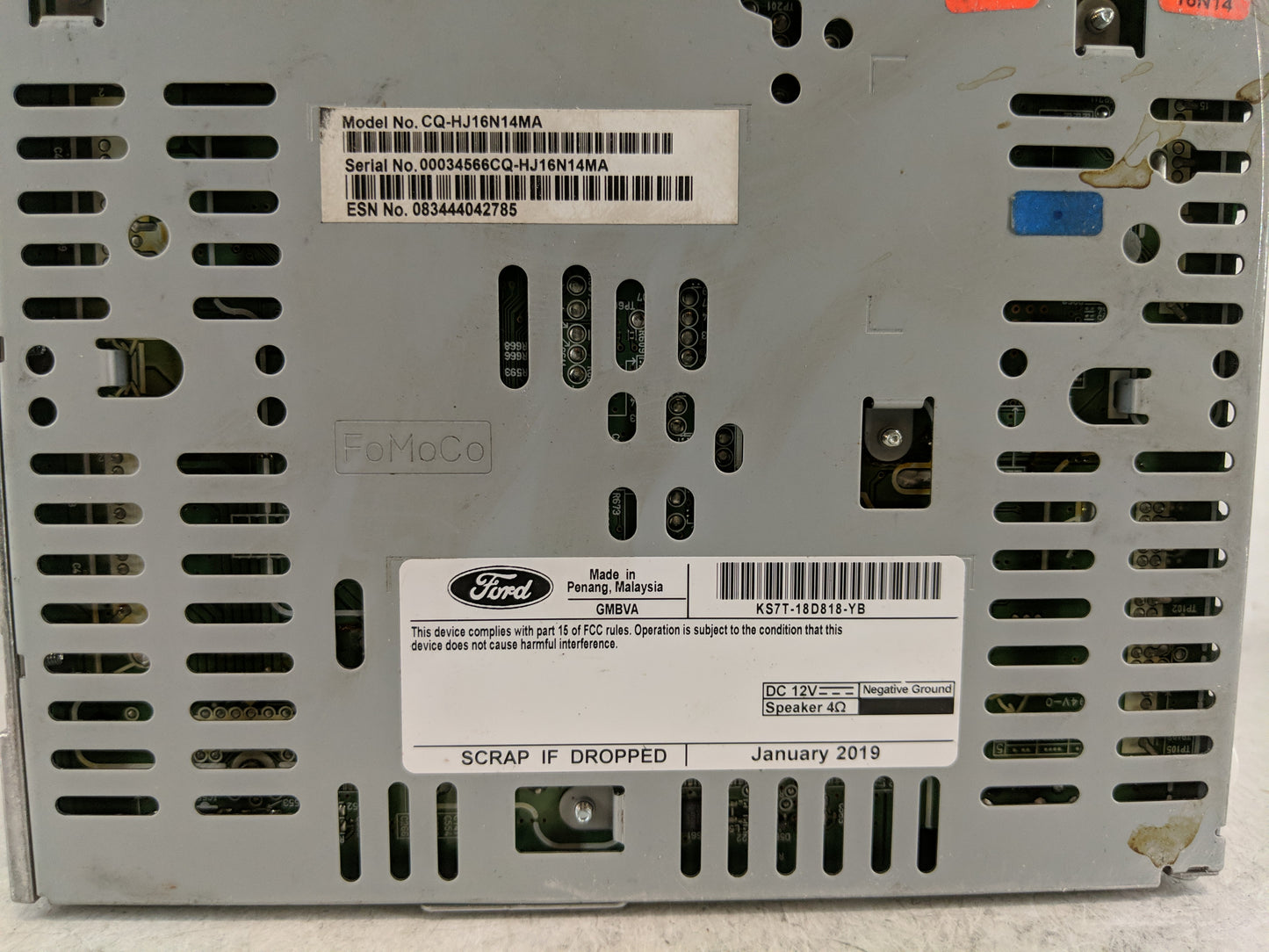 2017-2020 Ford Fusion Radio AM FM Cd Player Receiver Replacement P/N:KS7T-18D818-YB Fits Fits 2017 2018 2019 2020 OEM Used A