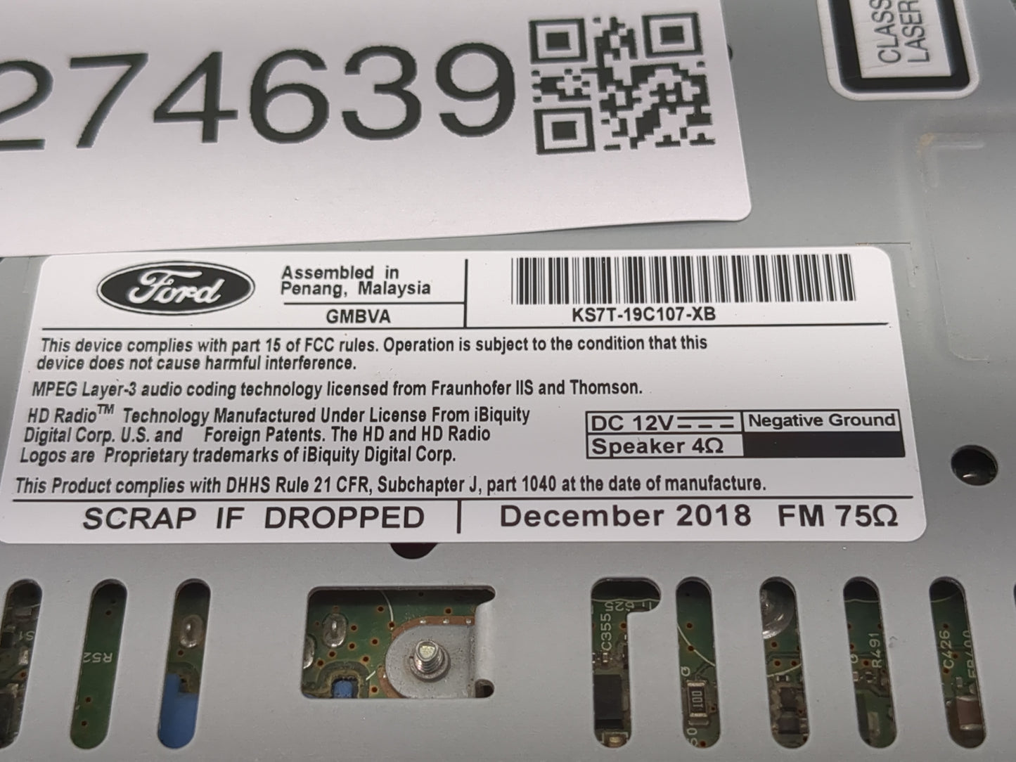 2019-2020 Ford Fusion Radio AM FM Cd Player Receiver Replacement P/N:KS7T-19C107-XB Fits Fits 2019 2020 OEM Used Auto Parts 