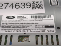 2019-2020 Ford Fusion Radio AM FM Cd Player Receiver Replacement P/N:KS7T-19C107-XB Fits Fits 2019 2020 OEM Used Auto Parts 