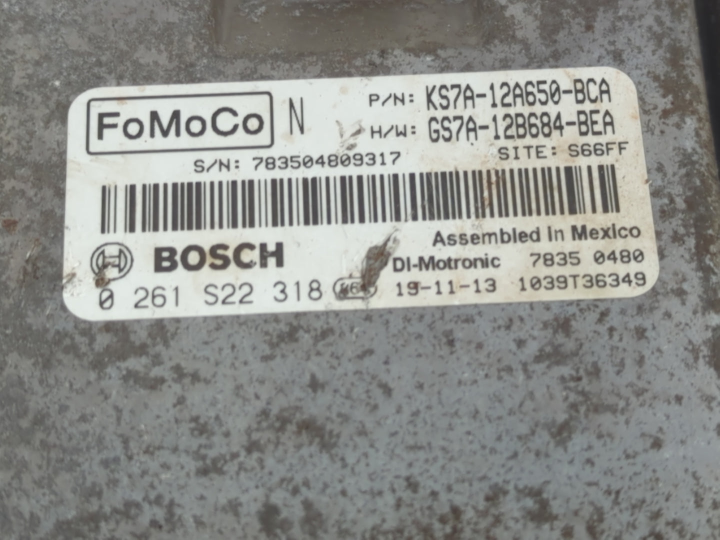 2017-2019 Ford Fusion PCM Engine Control Computer ECU ECM PCU OEM P/N:0 261 S22 318 Fits Fits 2017 2018 2019 OEM Used Auto P