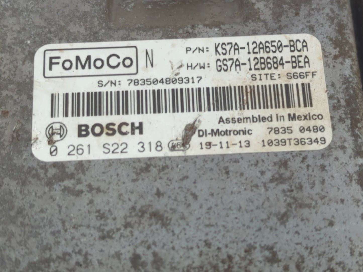 2017-2019 Ford Fusion PCM Engine Control Computer ECU ECM PCU OEM P/N:0 261 S22 318 Fits Fits 2017 2018 2019 OEM Used Auto P