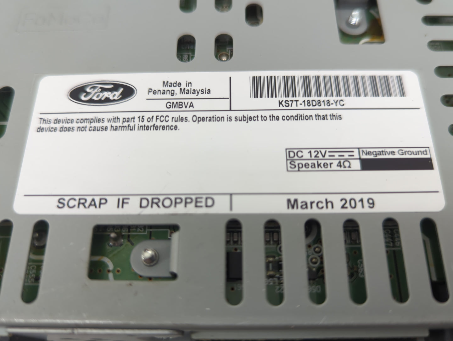 2019-2020 Ford Fusion Radio AM FM Cd Player Receiver Replacement P/N:KS7T-18D818-YC Fits Fits 2019 2020 OEM Used Auto Parts 