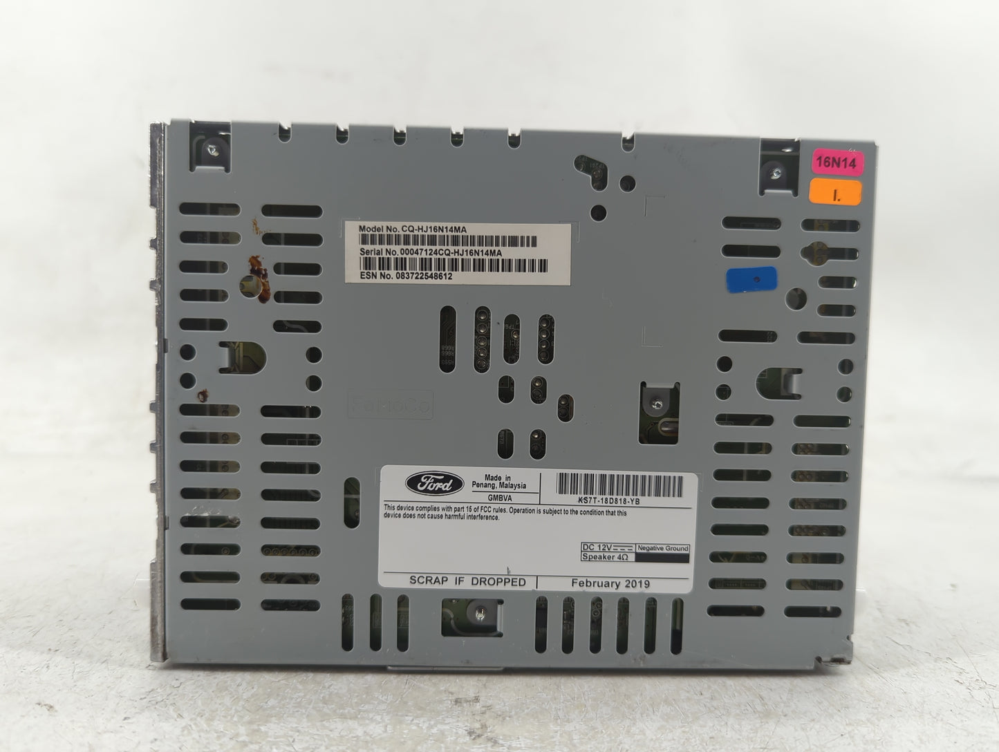 2019-2020 Ford Fusion Radio AM FM Cd Player Receiver Replacement P/N:KS7T-18D818-YB Fits Fits 2019 2020 OEM Used Auto Parts 