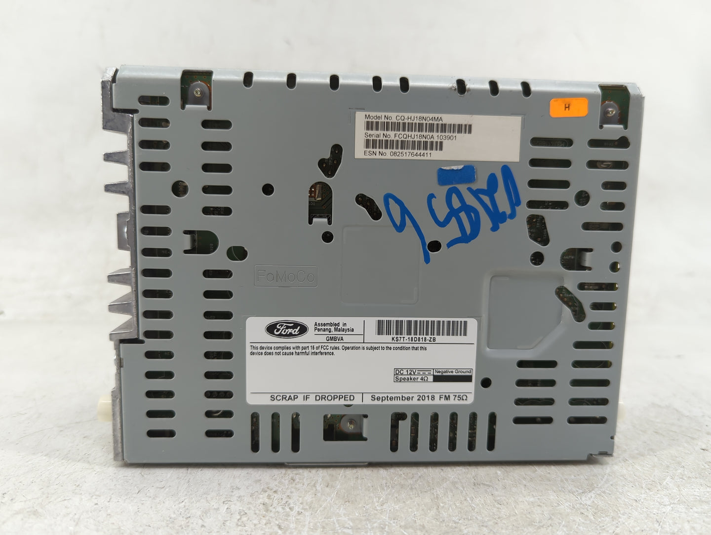 2019 Ford Fusion Radio AM FM Cd Player Receiver Replacement P/N:KS7T-18D818-ZB Fits OEM Used Auto Parts - Oemusedautoparts1.