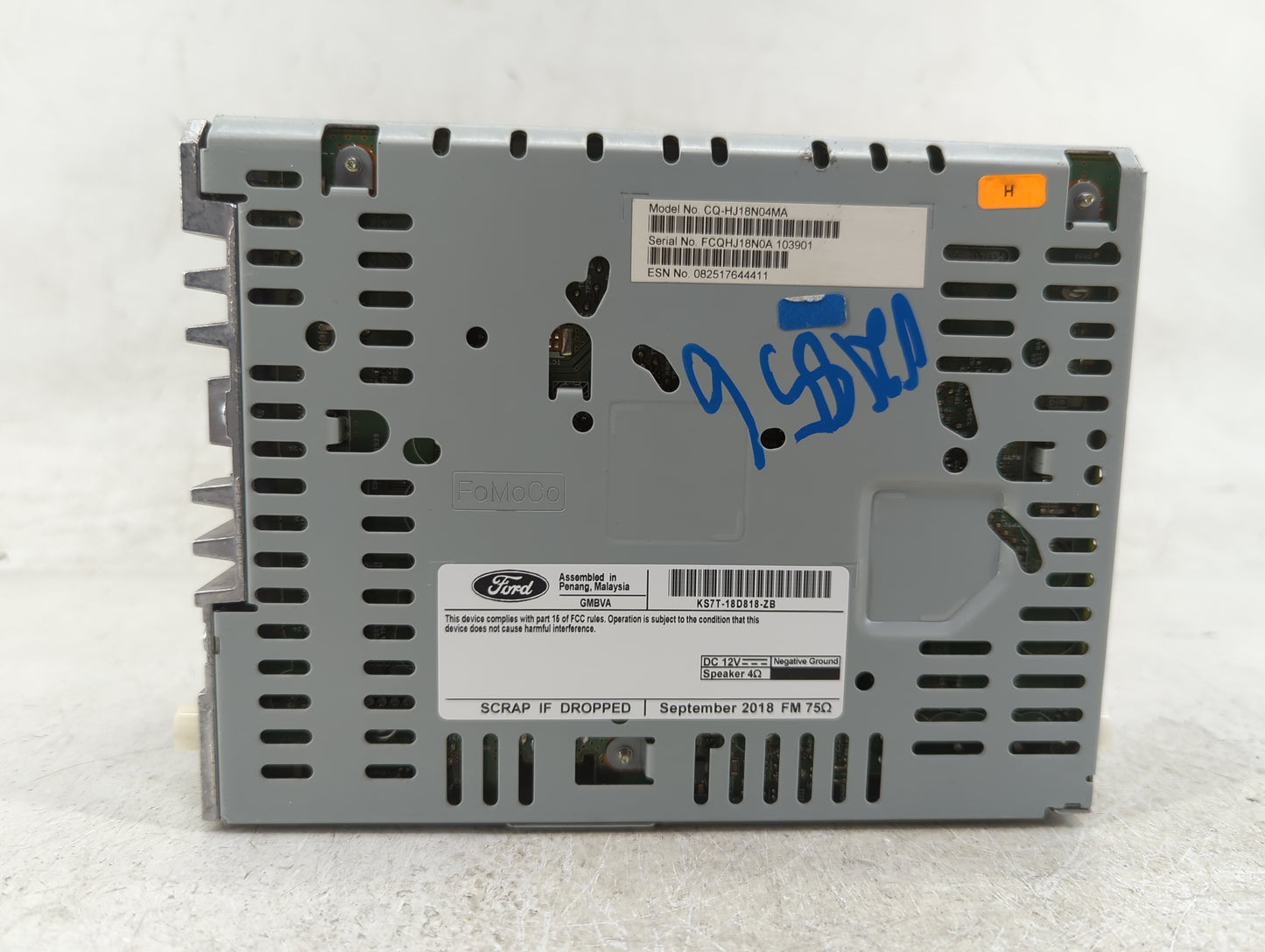2019 Ford Fusion Radio AM FM Cd Player Receiver Replacement P/N:KS7T-18D818-ZB Fits OEM Used Auto Parts - Oemusedautoparts1.