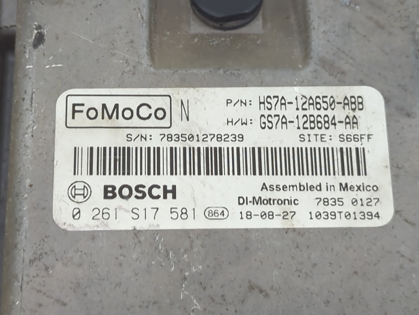 2017-2019 Ford Fusion PCM Engine Control Computer ECU ECM PCU OEM P/N:HS7A-12A650-ABB GS7A-12B684-AA Fits Fits 2017 2018 201