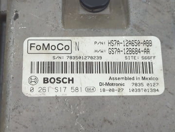 2017-2019 Ford Fusion PCM Engine Control Computer ECU ECM PCU OEM P/N:HS7A-12A650-ABB GS7A-12B684-AA Fits Fits 2017 2018 2019 OEM Used Auto Parts