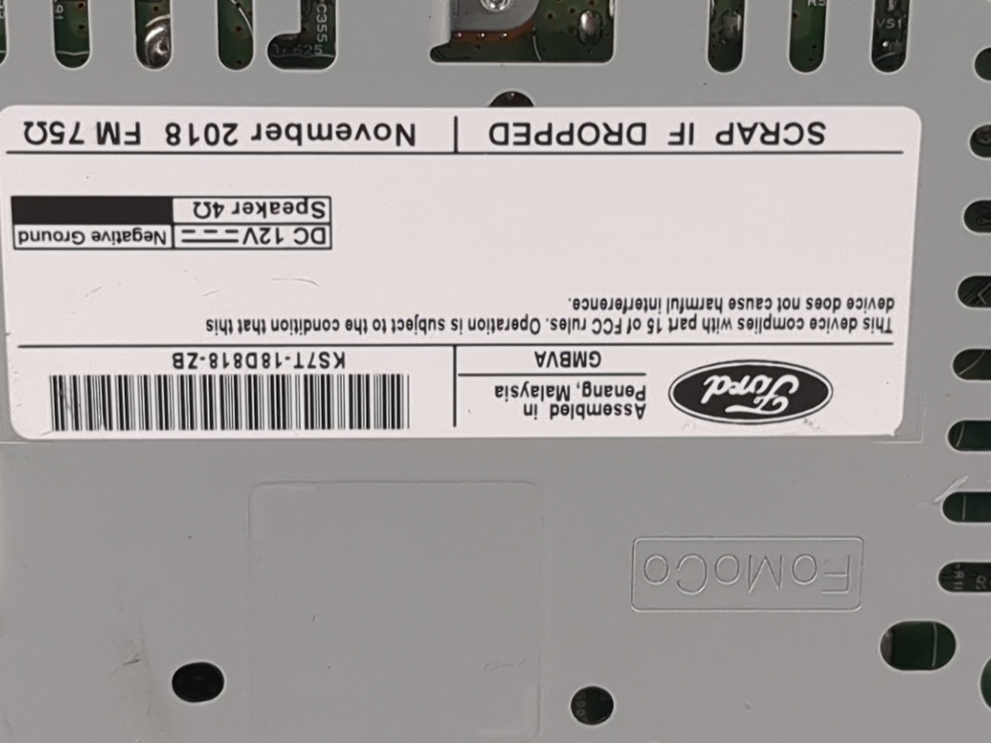 2019 Ford Fusion Radio AM FM Cd Player Receiver Replacement P/N:KS7T-18D818-ZB CO-HJ18N04MA Fits Fits 2010 OEM Used Auto Par