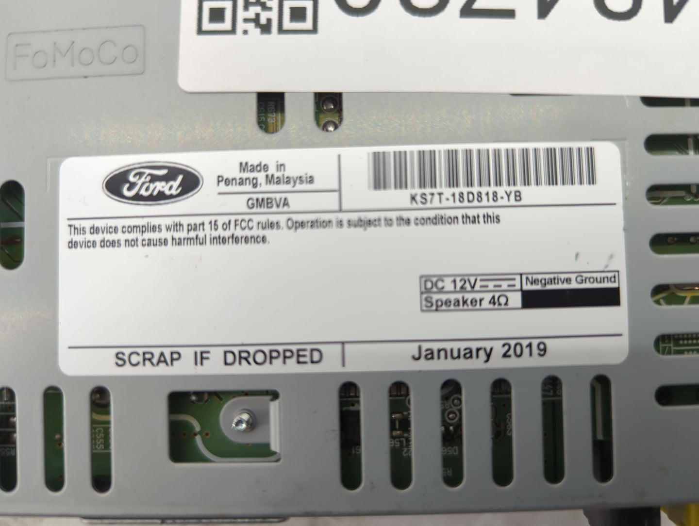 2019-2020 Ford Fusion Radio AM FM Cd Player Receiver Replacement P/N:KS7T-18D818-YB Fits Fits 2019 2020 OEM Used Auto Parts 