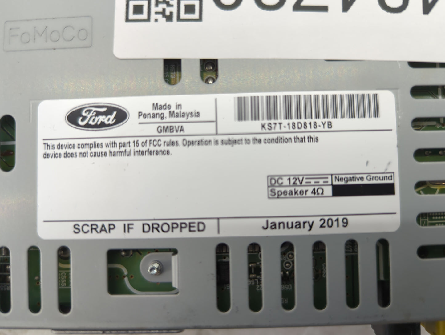 2019-2020 Ford Fusion Radio AM FM Cd Player Receiver Replacement P/N:KS7T-18D818-YB Fits Fits 2019 2020 OEM Used Auto Parts 
