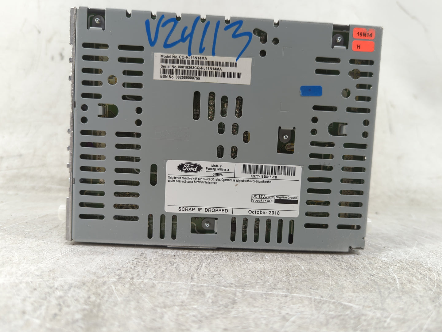 2019-2020 Ford Fusion Radio AM FM Cd Player Receiver Replacement P/N:CQ-HJ16N14MA KS7T-18D818-YB Fits Fits 2019 2020 OEM Use
