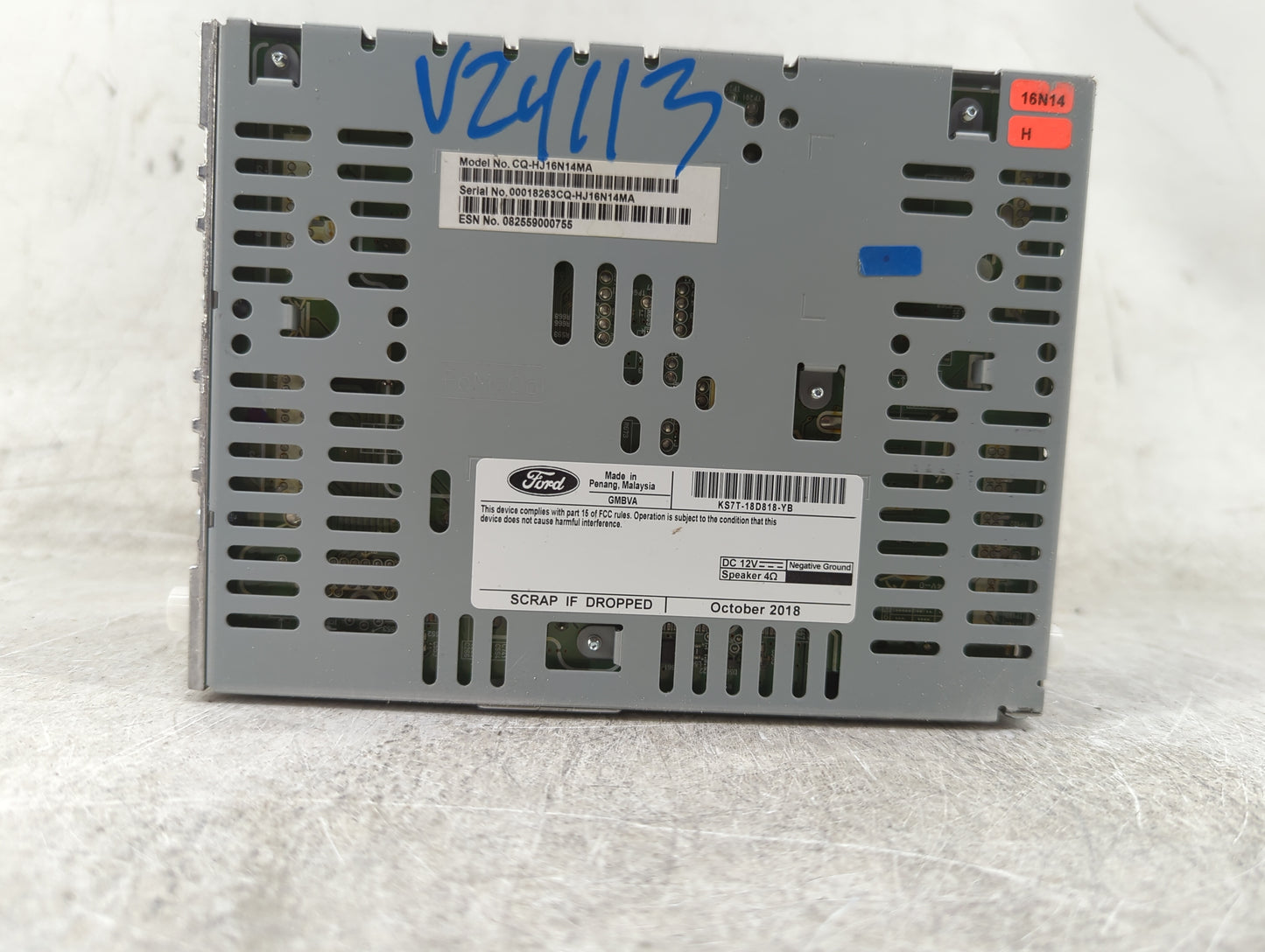 2019-2020 Ford Fusion Radio AM FM Cd Player Receiver Replacement P/N:CQ-HJ16N14MA KS7T-18D818-YB Fits Fits 2019 2020 OEM Use
