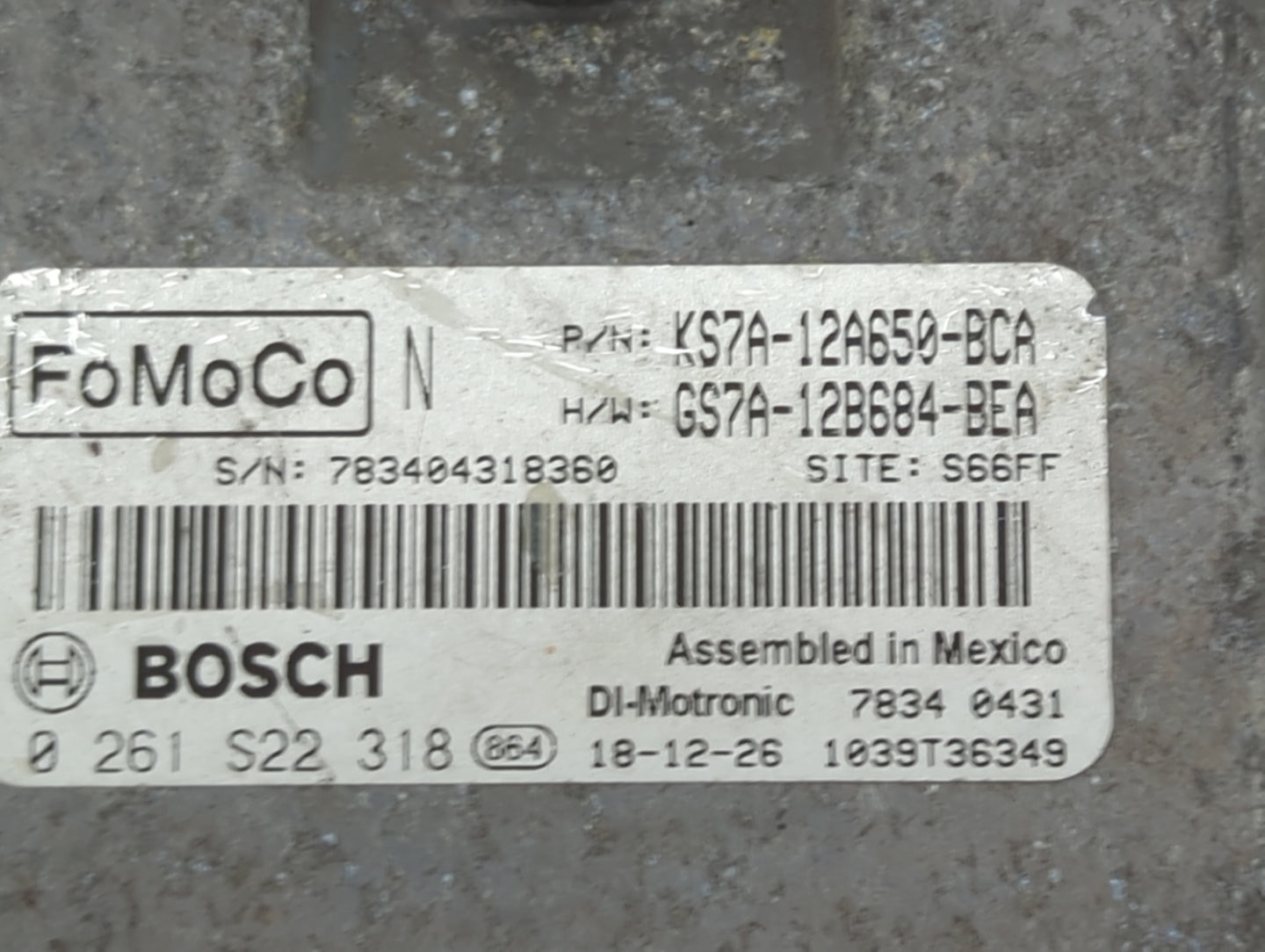 2017-2019 Ford Fusion PCM Engine Control Computer ECU ECM PCU OEM P/N:KS7A-12A650-BCA GS7A-12B684-BEA Fits Fits 2017 2018 20