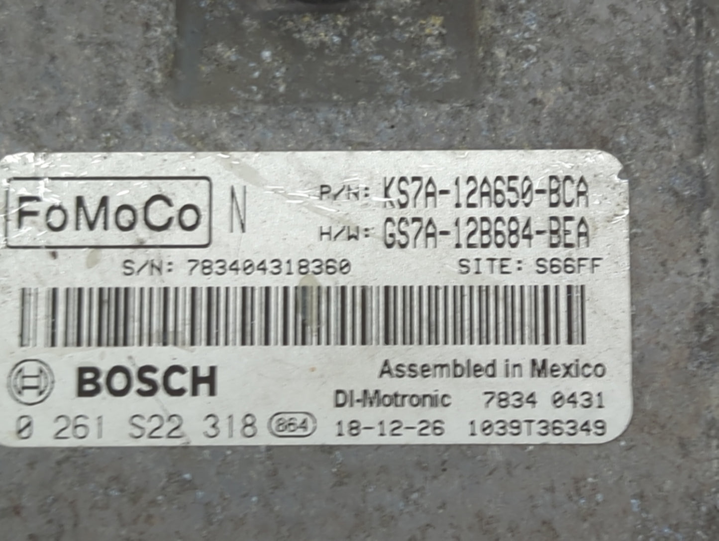 2017-2019 Ford Fusion PCM Engine Control Computer ECU ECM PCU OEM P/N:KS7A-12A650-BCA GS7A-12B684-BEA Fits Fits 2017 2018 20