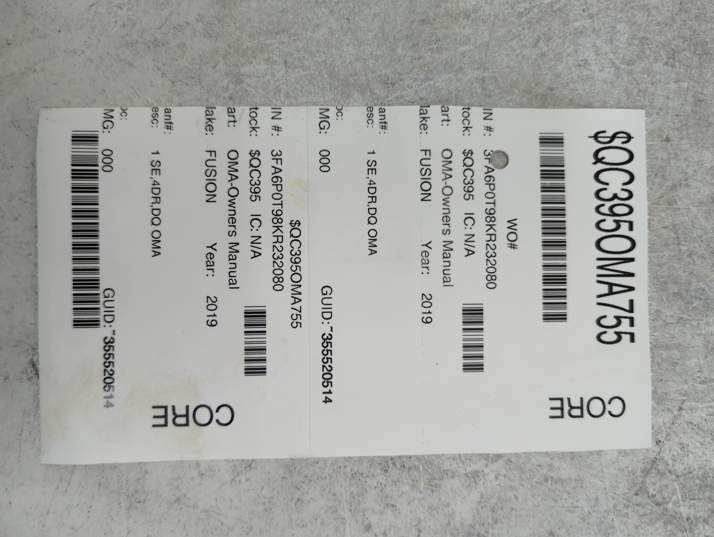 2019 Ford Fusion Owners Manual Book Guide P/N:KE5J19A321AA OEM Used Auto Parts - Oemusedautoparts1.com