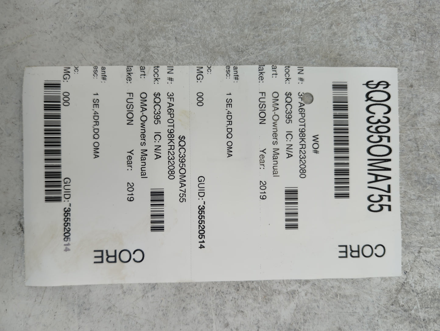 2019 Ford Fusion Owners Manual Book Guide P/N:KE5J19A321AA OEM Used Auto Parts - Oemusedautoparts1.com