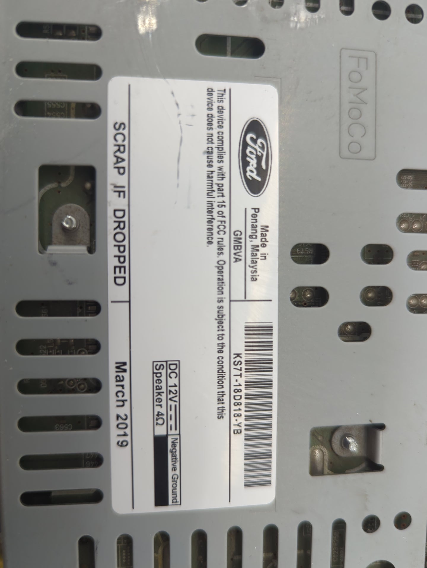 2019-2020 Ford Fusion Radio AM FM Cd Player Receiver Replacement P/N:KS7T-18D818-YB Fits Fits 2019 2020 OEM Used Auto Parts 