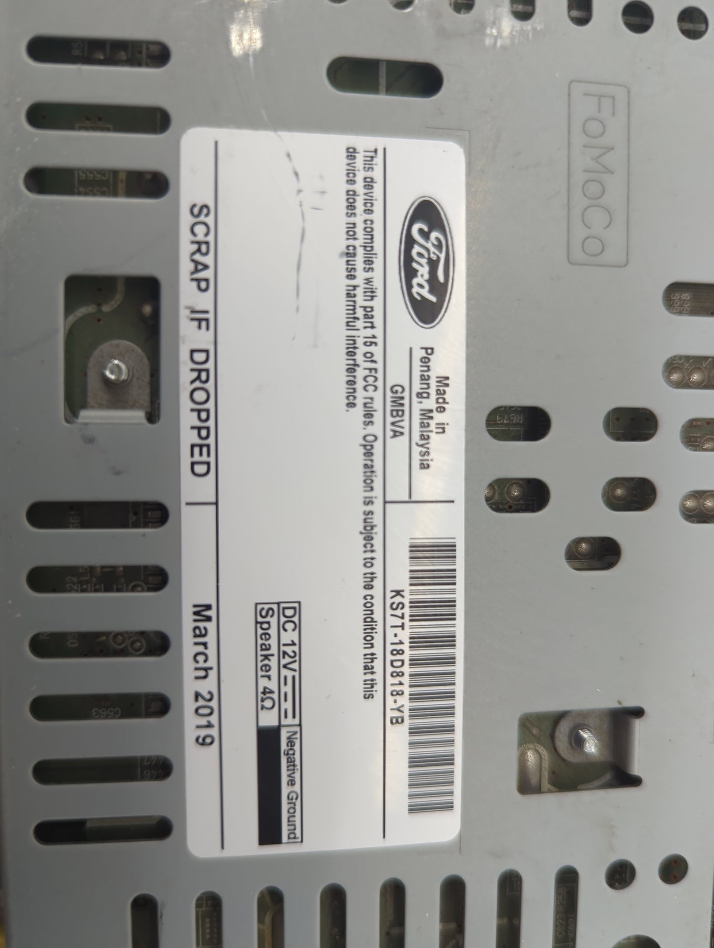 2019-2020 Ford Fusion Radio AM FM Cd Player Receiver Replacement P/N:KS7T-18D818-YB Fits Fits 2019 2020 OEM Used Auto Parts 