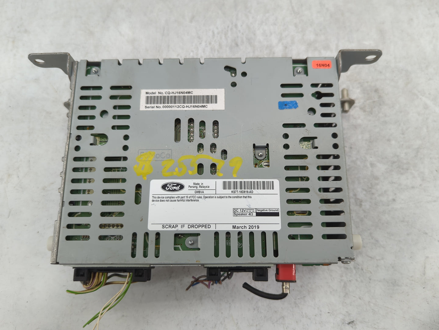 2019 Ford Fusion Radio AM FM Cd Player Receiver Replacement P/N:KS7T-18D818-AD CQ-HJ16N04MC Fits OEM Used Auto Parts - Oemus