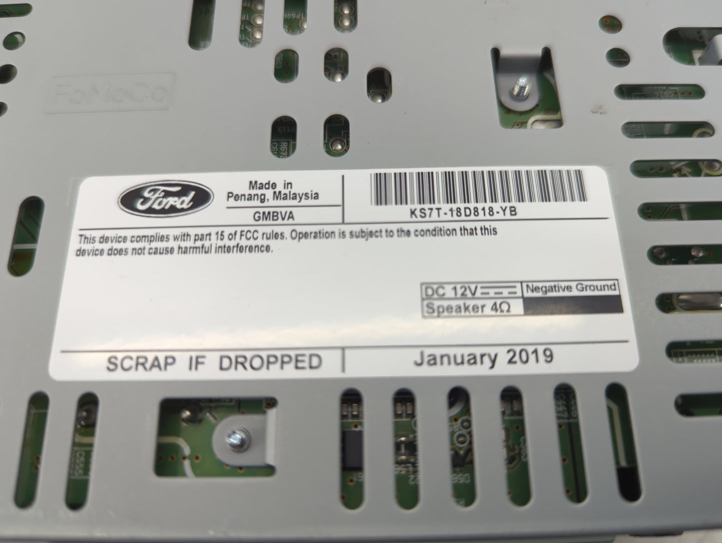 2019-2020 Ford Fusion Radio AM FM Cd Player Receiver Replacement P/N:KS7T-18D818-YB CQ-HJ1N14MA Fits Fits 2019 2020 OEM Used