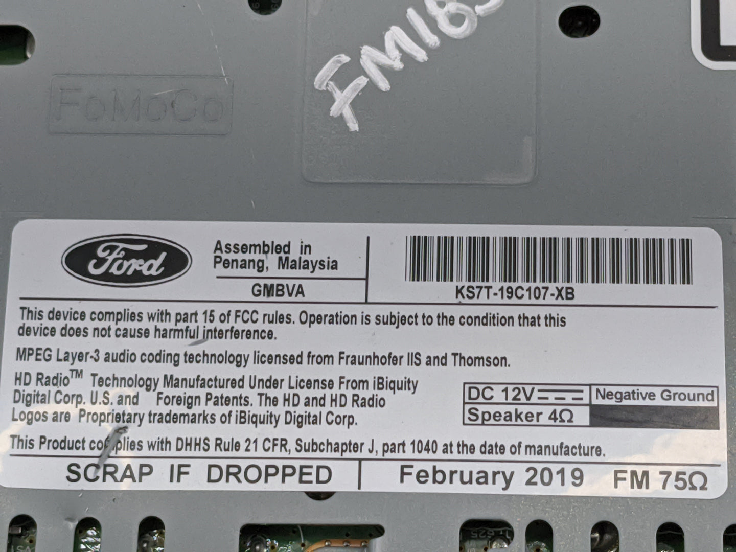 2017-2020 Ford Fusion Radio AM FM Cd Player Receiver Replacement P/N:KS7T-19C107-XB CQ-HJ18N5A4MA Fits Fits 2017 2018 2019 2