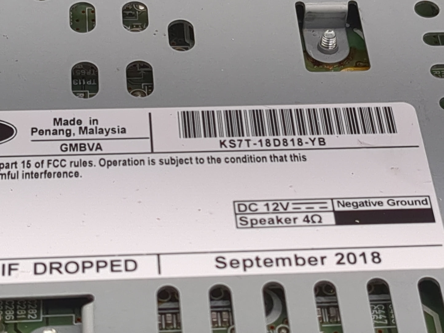 2019-2020 Ford Fusion Radio AM FM Cd Player Receiver Replacement P/N:KS7T-18D818-YB Fits Fits 2019 2020 OEM Used Auto Parts 