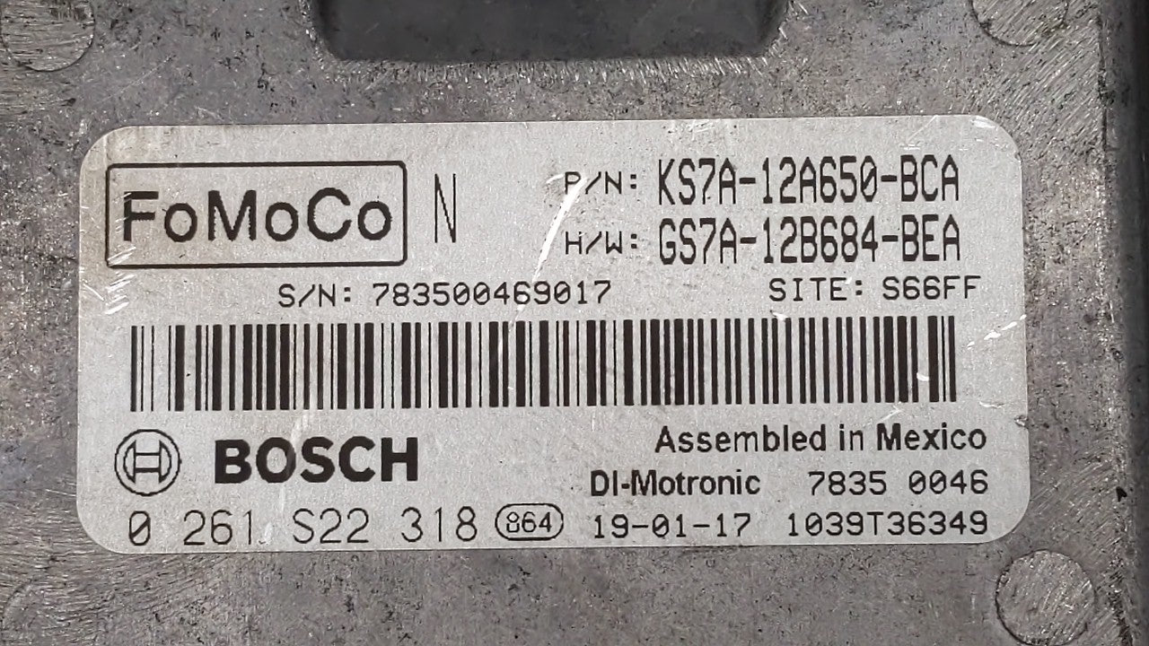 2017-2019 Ford Fusion PCM Engine Control Computer ECU ECM PCU OEM P/N:KS7A-12A650-BCA HS7A-12A650-ABB Fits Fits 2017 2018 20